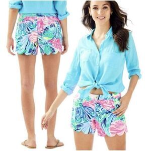 LILLY PULITZER Stretch Twill Buttercup 5inch Shorts "BEACH PLEASE" Size 00